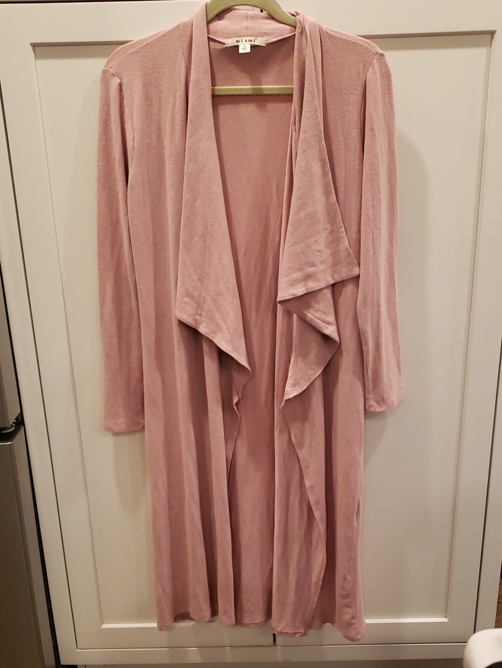 miami Dusty Pink Draped Waterfall Long Cardigan
